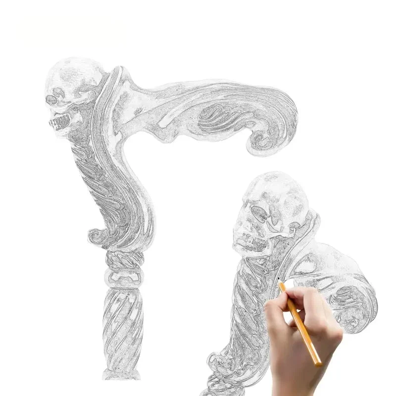 Canne de luxe crane sculpté – Image 9