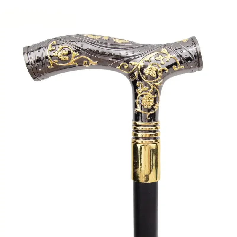 Canne de marche de luxe avec poignée en acier sculpté