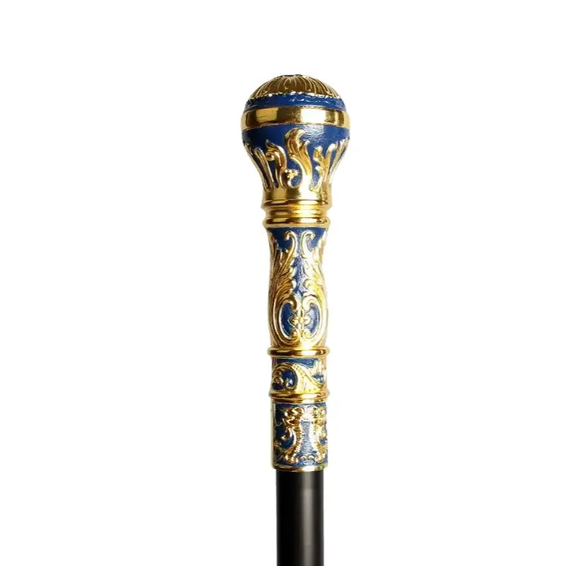 Canne de marche luxe or et bleu
