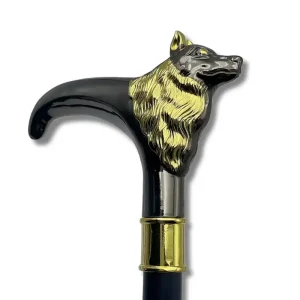 Canne de marche luxe tête de loup