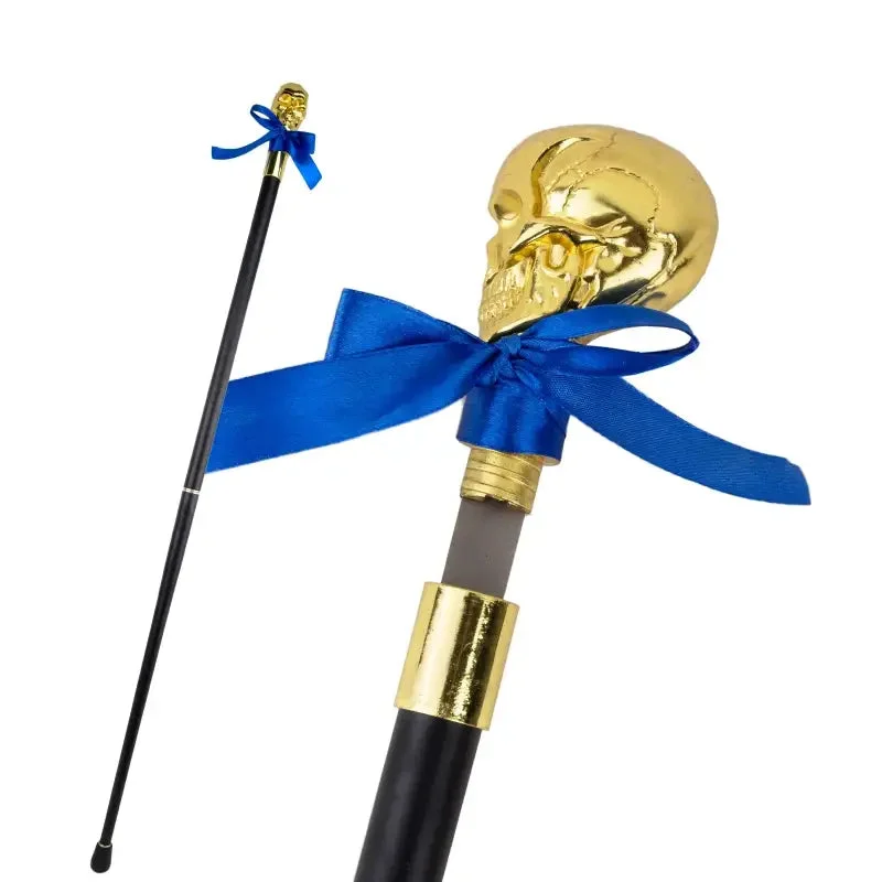 Canne épée Tête de mort dorée