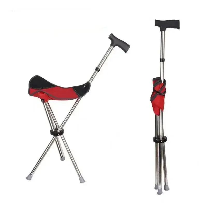 Canne siège pliable rouge